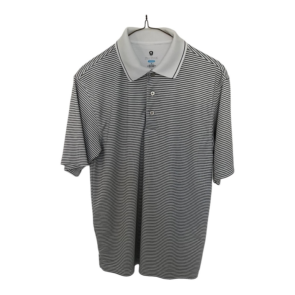 Pro Tour Cool Play Men’s White with Black Stripes Golf Polo Shirt Size Small